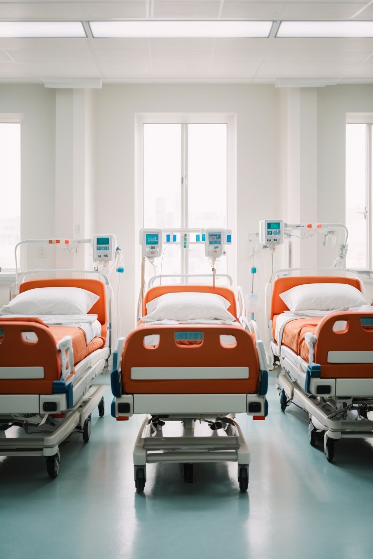 4 Crank ABS Hospital bed withMattress and Dripod - 5 Function