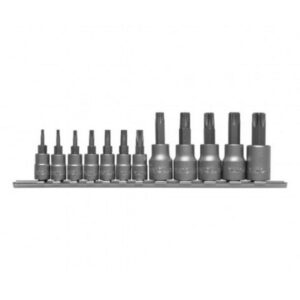 Torx Bit Socket Set - Male - AISI A2 Steel Bits - 1/4" and 3/8" Connector - 12 Piece - YT-04331