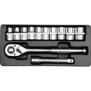 Socket Set - AS-Drive 6 Point - Chrome Vanadium - 1/2" Connector - 12 Piece - YT-12621