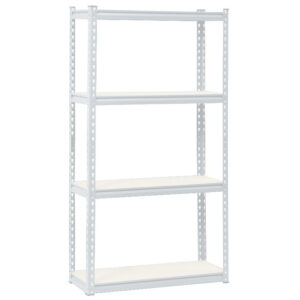 Steel Shelving - 4 Tier - Medium Duty - Boltless - Metal Frame - MDF Shelves - White - ADIY3901