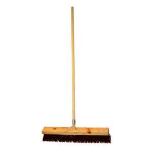 Platform Broom - Complete - Brown Synthetic Fibre (0.75mm) - Wooden Handle - 88 Grip - 61cm - Pack of 3 - F3257