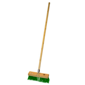 Gutter Sweeper Broom - Complete - Green Synthetic Fibre (0.75mm) - Wooden Handle - 55 Grip - 30.5cm - Pack of 3 - F3156