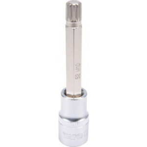 Spline Bit Socket - Chrome Vanadium - 1/2" Connector - Long - M10 x 100mm - YT-04353