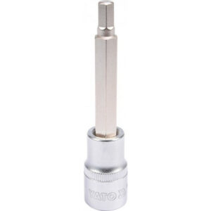 Hex Bit Socket - Chrome Vanadium - 1/2" Connector - Long - HEX 7 x 100mm - YT-04393