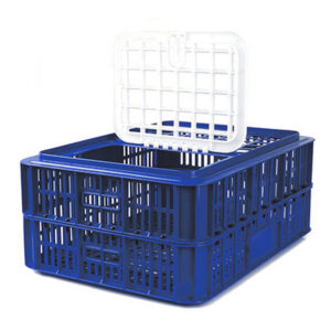 Live Chicken Crate with Lid - Plastic Bird Coop - Vented - 74 x 53 x 31 cm - Virgin Material - HACCP - PI-LB10-w_Lid-virgin