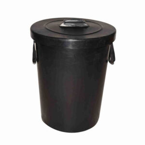 Refuse Bin with Lid - Plastic - Rope Handles - 90L - Black - LB021B