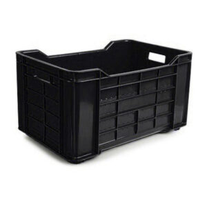 Stack Crate - Agri Lug - Plastic Box - Solid Base and Sides - 53 x 35.5 x 29 cm - Recycled Material - Black - PI-401-Solid-black