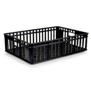 Freezer Stacking Crate - Plastic Box - Vented Base and Sides - 63.5 x 45.5 x 17 cm - Recycled Material - Black - PI-735-black