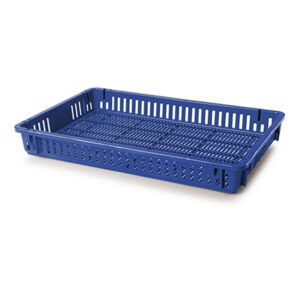 Vented Fruit Drying Crate - Plastic Box - Vented Base and Vented Sides - 60 x 40 x 7.5 cm - Virgin Material - HACCP - PI-647-V-virgin