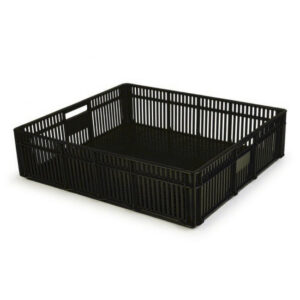 Stack Crate - Vented Base and Sides - Plastic Box - 52.3 x 45.8 x 13.3 cm - Recycled Material - Black - PI-CC1-black