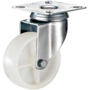 Castor Wheels - Nylon - Top Swivel - Fixed Plate - White - 65mm - TOOC479