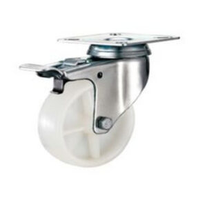 Castor Wheels - Nylon - Top Plate Swivel - Brake - White - 65mm - TOOC484