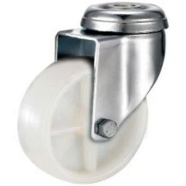 Castor Wheels - Polypropylene - Bolt Hole - Swivel - White - 65mm - TOOC409