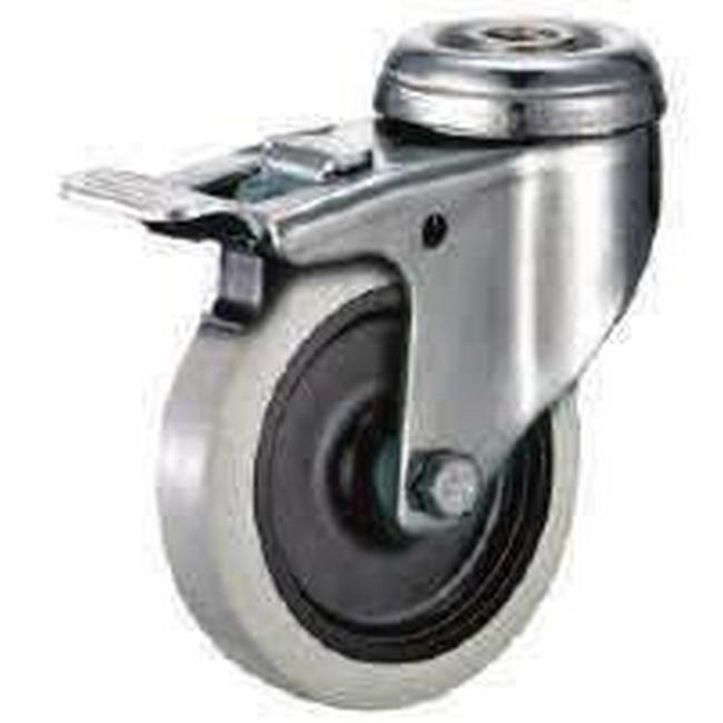 Castor Wheels - Thermoplastic Rubber - Bolt Hole Swivel - Brake - 65mm - TOOC513
