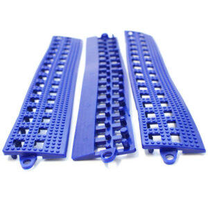 Floor Tile Male Edge - Flexi-Deck Interlinking Anti-Slip Drainage PVC Mat - 30 x 5 x 1.3 cm - Blue - Pack of 3 - FD020002M3