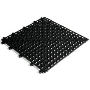 Floor Tile - Flexi-Deck Interlinking Anti-Slip Drainage PVC Mat - 30 x 30 x 1.3 cm - Black - Pack of 9 - FD010001