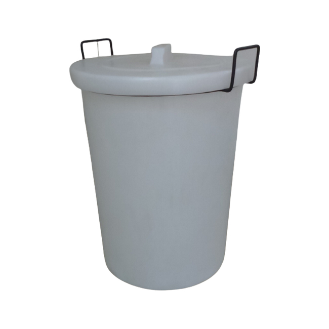 Refuse Bin with Lid - Plastic - Steel Handles - 90L - White - LB022W