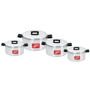 Pots with Lids - Combination - 8 Piece - Hart J7 - Aluminium - 175mm - 200mm - 225mm - 250mm Pots - 700084
