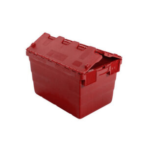 Crate - Security Container - Plastic ALC - Attached Hinged Lid - 52L - 60 x 40 x 32cm - Red - ALC-320-Red