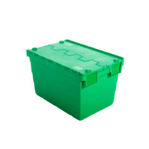 Crate - Security Container - Plastic ALC - Attached Hinged Lid - 18L - 40 x 30 x 24cm - Green - ALC-240-Green