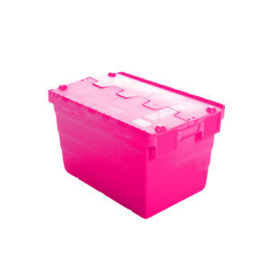 Crate - Security Container - Plastic ALC - Attached Hinged Lid - 7L - 30 x 20 x 18.4cm - Pink - ALC-185-Pink