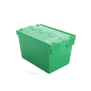 Crate - Security Container - Plastic ALC - Attached Hinged Lid - 7L - 30 x 20 x 18.4cm - Green - ALC-185-Green
