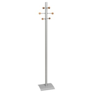 Coat and Hat Stand - Steel - 6 Wooden Balls - 32 x 27 x 175 cm - Silver - 822SI