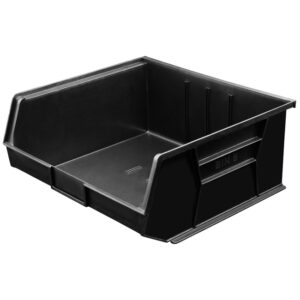 Stack & Hang Parts Storage Bin - Small Plastic Container - Size 8 - 37.5 x 42 x 18 cm - Black - BIN-8-BLACK