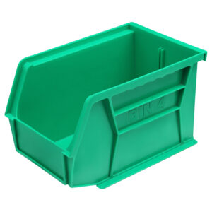 Stack & Hang Parts Storage Bin - Small Plastic Container - Size 4 - 21 x 14 x 13 cm - Green - BIN-4-GREEN