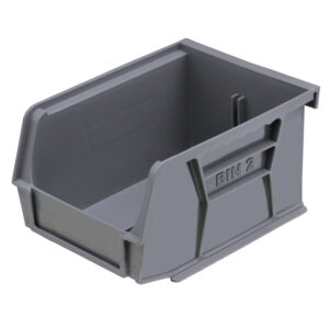 Stack & Hang Parts Storage Bin - Small Plastic Container - Size 2 - 13.5 x 10.5 x 7.5 cm - Grey - BIN-2-GREY