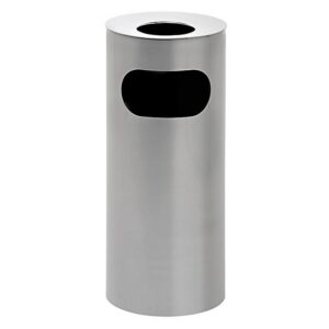 Ashtray Litter Bin - Steel Powder Coated - Free Standing - 240 Ø x 600 (H) mm - Silver - 506SI