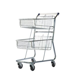 Steel Shopping Trolley - Two Metal Mesh Baskets - Medium - Super Shopper -120L