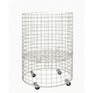 Steel Mesh Round Dump Bin - Adjustable Shelf and Castors - 86 X 58cm