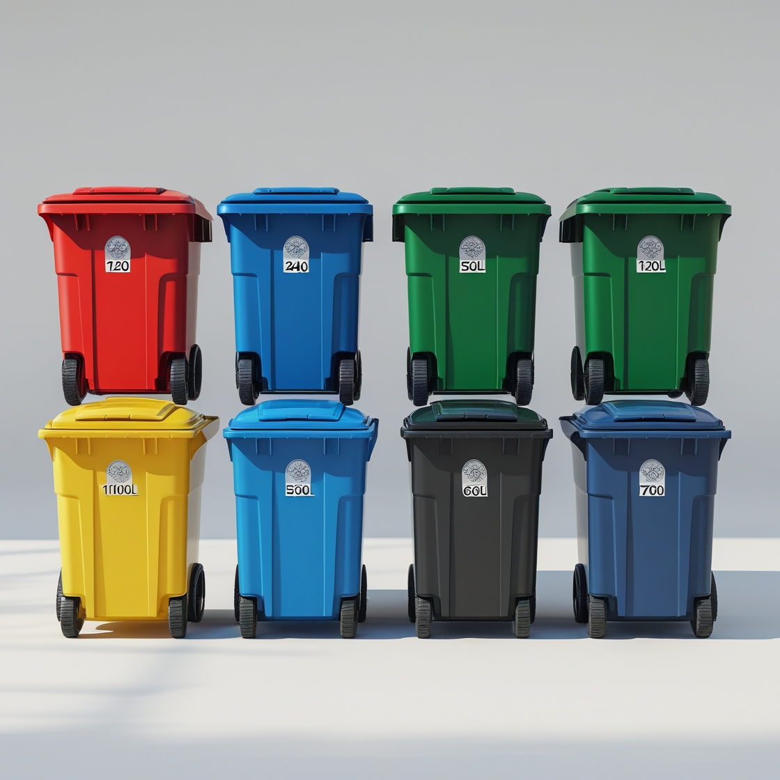 Yellow 120 liter wheelie bin