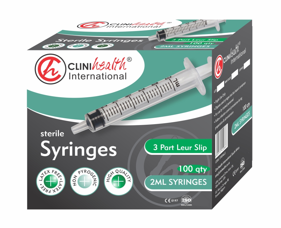 Syringe 2ml 3 Part L/Slip 100s Clinihealth