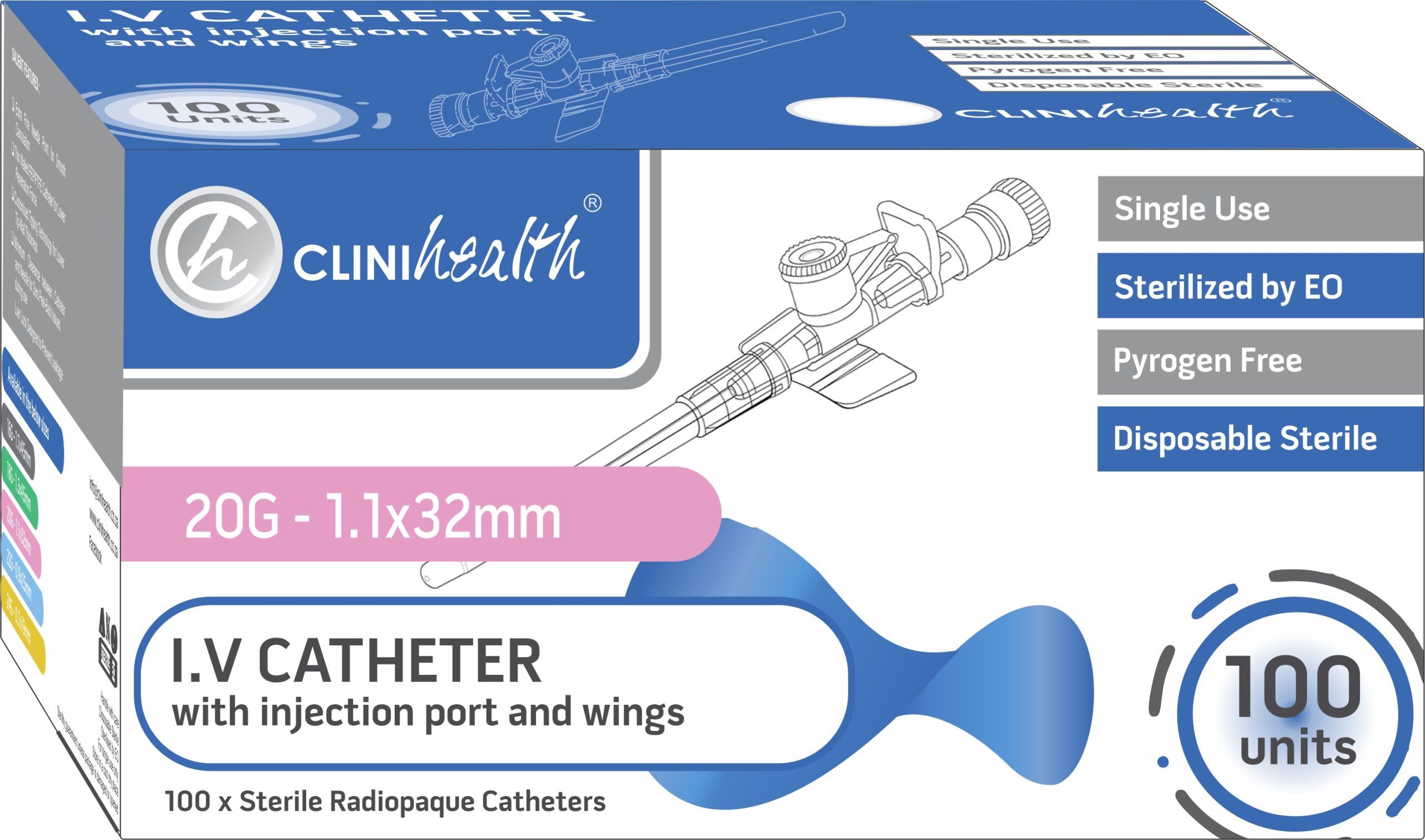 IV Catheter 20G with Injection port and wings – 100s