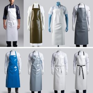 blue disposable aprons