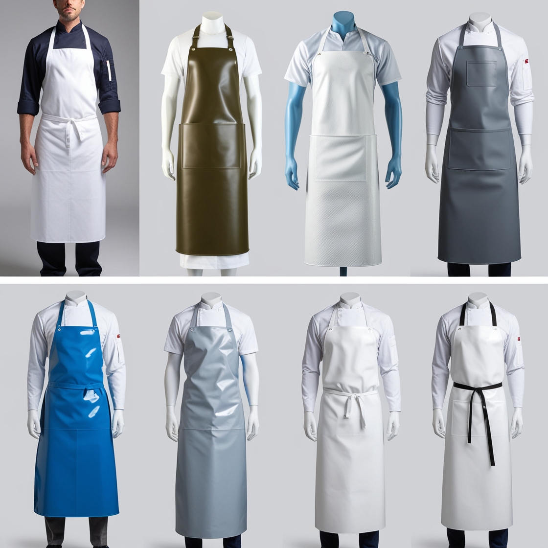 blue disposable aprons