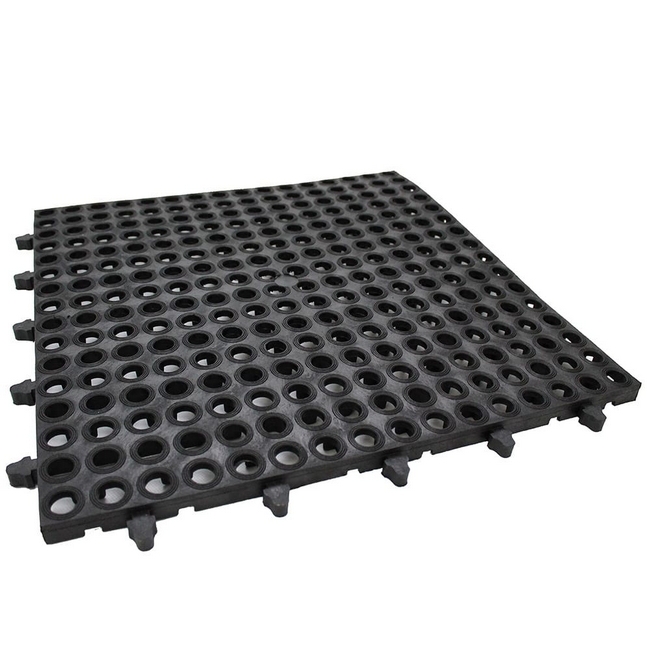 Rubber and Plastic Mat - MK3 Drainage and Bakkie - 48 x 48 x 2 cm - Black - Pack of 2 - RUBMK32
