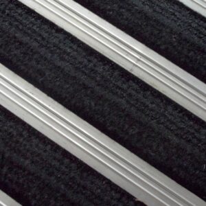Heavy Duty Mat System - Dm Aluminium Linking Joints - Woven Brush Insert - 3mm Foam Backing - 12mm High - per m2 - Charcoal - DMA010002
