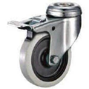 Castor Wheels - Thermoplastic Rubber - Bolt Hole Swivel - Brake - 100mm - TOOC514