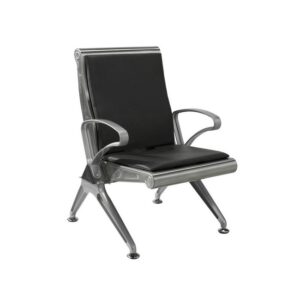 Airport Bench - Indoor Waiting Room Seat - Stainless Steel - Upholstered - Single Seat - Flat Pack - 60 x 67 x 82 cm - PF01A-black