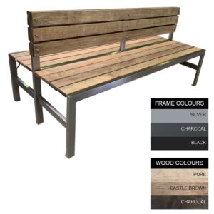 Slimline Bench - Steel and Wood - Adj. Feet - 45x180x98cm - Colour Options - SLBD4641PC
