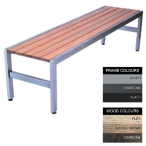 Slimline Bench - Steel and Wood - Bolt Down - 45x180x45cm - Colour Options - SL4642PC