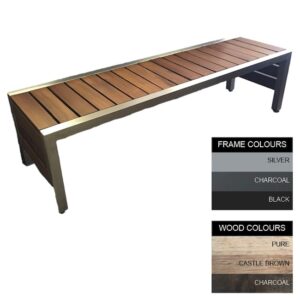 Mall Bench - Steel and Wood - Adj. Feet - 45x150x51cm - Colour Options - ML4631PC
