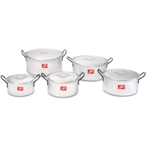 Pots with Lids - Combination - 10 Piece - Hart - 2 - Aluminium - 150mm - 175mm - 200mm - 225mm - 250mm Pots - 701104