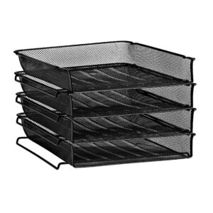 Letter Tray - Wire Mesh Range - Stackable - 4 Tier - Colour Options - MESH002BL