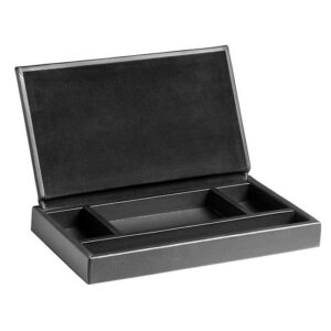 Executive Leather Desk Tidy - 25 x 15 x 4 cm - Black - LEA653BL