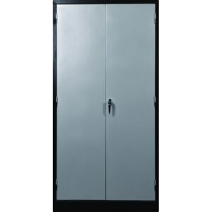 Steel Stationery Cupboard - Metal Storage Cabinet - 4 Shelves - Black and Silver - 180 x 90 x 45 cm - SC002-1-blacksilver