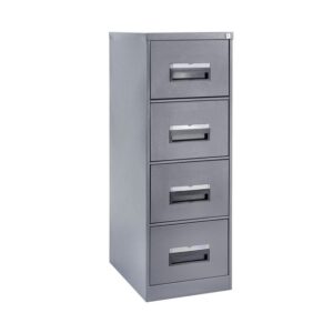 Steel Office Filing Cabinet - 4 Drawer File - Knock Down (Requires Assembly) - 130 x 47 x 63 cm - 4FC02KD-grey